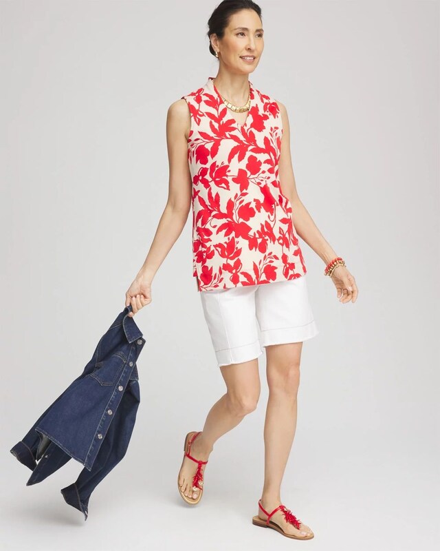 Floral Sleeveless V-Neck Tunic - image 2